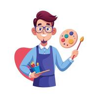 Creative Educator Utilizing Paint Palette for Teaching vector