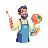 Dynamic Educator Showcasing Paint Palette in Class vector