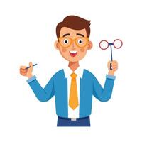 Dynamic Educator Showcasing Glasses in Class vector
