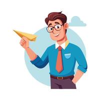 Creative Educator Highlighting Paper Airplane for Teaching vector