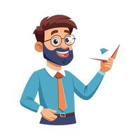 Inspiring Teacher Showcasing Folded Paper Airplane for Learning vector