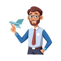 Creative Educator Highlighting Folded Paper Airplane in Class vector