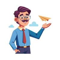 Dynamic Educator Showcasing Paper Plane in Class vector