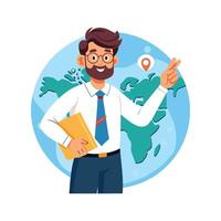 Dynamic Educator Showcasing Paper Map in Class vector