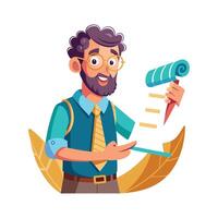 Dynamic Educator Using Paper Scroll in Class vector