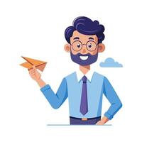 Creative Educator Highlighting Paper Plane for Teaching vector