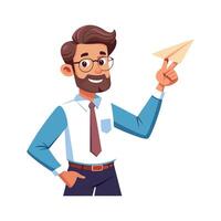 Teacher Using Paper Plane for Fun Learning vector