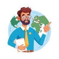 Creative Educator Highlighting Paper Map for Teaching vector