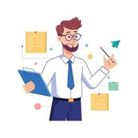 Teacher Using Paper for Explaining Concepts vector