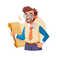 Creative Educator Highlighting Paper Scroll for Teaching vector