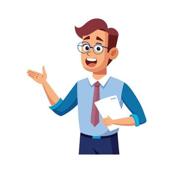 Teacher Discussing Paper for Learning Lessons vector