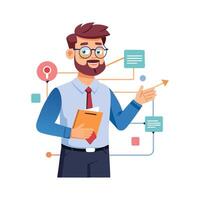 Inspiring Teacher Presenting Paper for Explanation vector