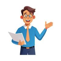 Dynamic Educator Using Paper for Lesson Explanation vector