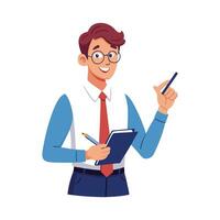 Teacher Taking Notes with Pen in Class vector