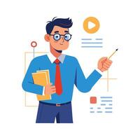 Creative Educator Highlighting Paper for Educational Explanation vector