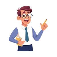 Teacher Using Pencil for Explanation in Class vector