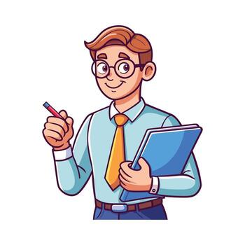 Dynamic Educator Using Pen for Note Taking vector
