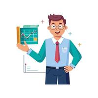 Teacher Presenting Physics Formula Chart for Learning vector