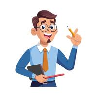 Dynamic Educator Showcasing Pencil in Classroom vector