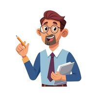 Inspiring Teacher Presenting Pencil for Class Explanation vector