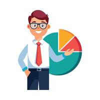 Teacher Using Pie Chart for Data Explanation vector