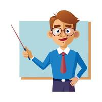 Inspiring Teacher Presenting Pointer Stick for Learning vector