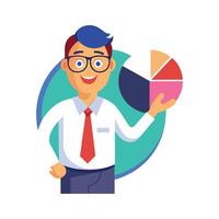 Inspiring Teacher Showcasing Pie Chart for Learning vector