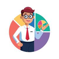 Dynamic Educator Using Pie Chart for Class Explanation vector