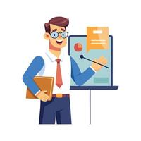 Dynamic Educator Showcasing Projector Remote in Class vector