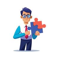 Creative Educator Highlighting Puzzle Piece for Teaching vector