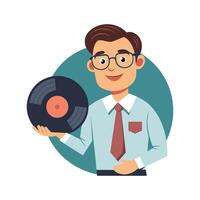 Inspiring Teacher Presenting Record for Music Learning vector