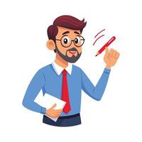Teacher Using Red Pen for Correction in Class vector