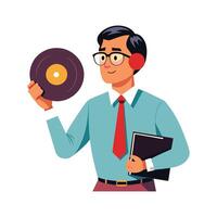 Creative Educator Highlighting Record in Music Class vector