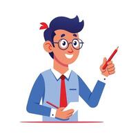 Inspiring Teacher Presenting Red Pen for Class Corrections vector
