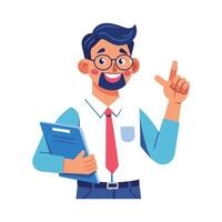 Teacher Presenting Report Card for Feedback vector