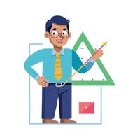 Inspiring Teacher Presenting Ruler for Geometry Classes vector