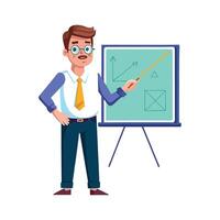 Teacher Using Ruler to Explain Diagonal Measurements vector