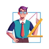 Dynamic Educator Showcasing Ruler for Measurement Lessons vector