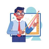 Dynamic Educator Showcasing Ruler for Geometry Lessons vector
