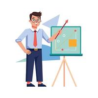 Inspiring Teacher Presenting Ruler for Explaining Diagonal Measurements vector