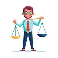 Inspiring Teacher Presenting Scale for Balance Lessons vector