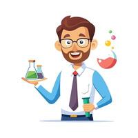 Dynamic Educator Using Science Experiment Kit for Class vector