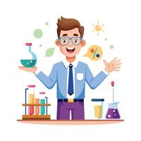 Dynamic Educator Showcasing Science Experiment Kit in Class vector