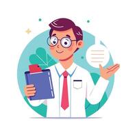 Dynamic Educator Using Science Lab Notebook for Class vector