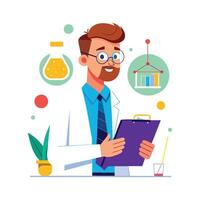 Creative Educator Highlighting Science Lab Notebook for Teaching vector