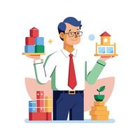 Teacher Using Building Blocks for Creative Learning vector