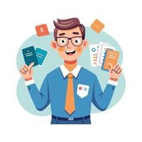 Creative Educator Highlighting Flashcards for Teaching vector