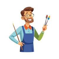 Creative Educator Highlighting Paintbrushes for Teaching vector