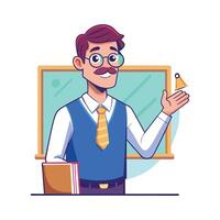 Dynamic Educator Showcasing Small Bell in Class vector