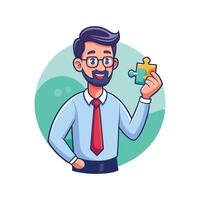 Dynamic Educator Showcasing Small Puzzle Piece in Class vector